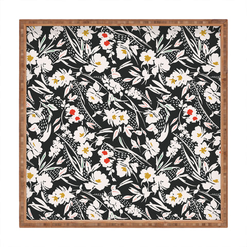 Marta Barragan Camarasa Garden floral brushstrokes Square Tray