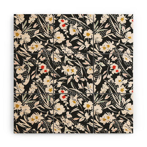 Marta Barragan Camarasa Garden floral brushstrokes Wood Wall Mural