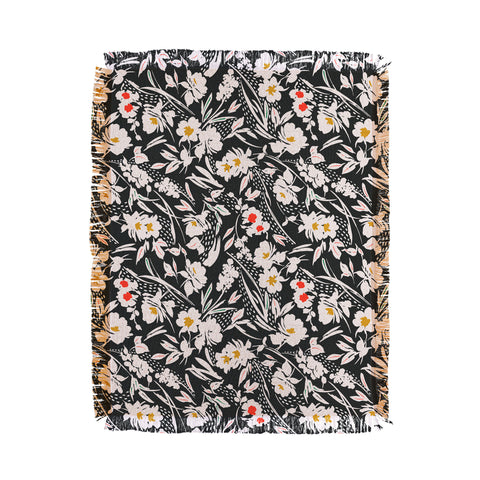 Marta Barragan Camarasa Garden floral brushstrokes Throw Blanket