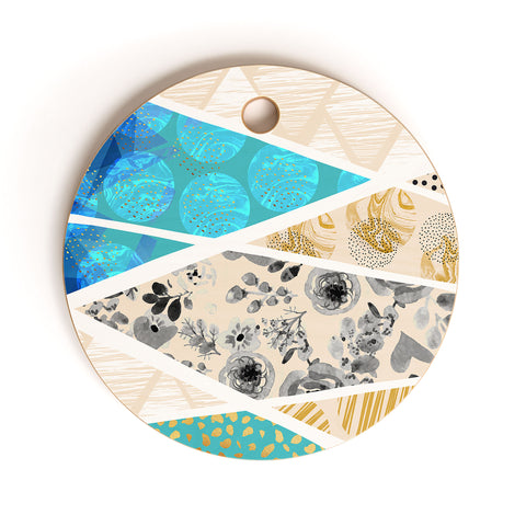 Marta Barragan Camarasa Geometric Mosaic abstract textures 2 Cutting Board Round