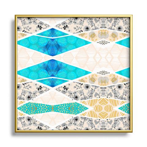 Marta Barragan Camarasa Geometric Mosaic abstract textures 2 Square Metal Framed Art Print
