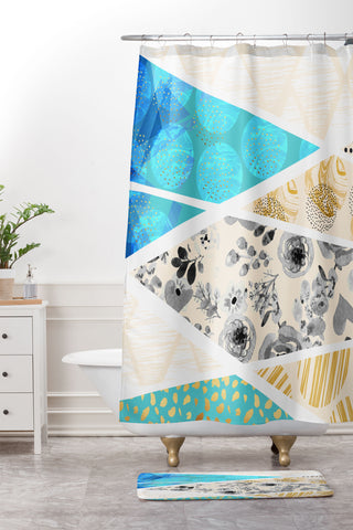 Marta Barragan Camarasa Geometric Mosaic abstract textures 2 Shower Curtain And Mat