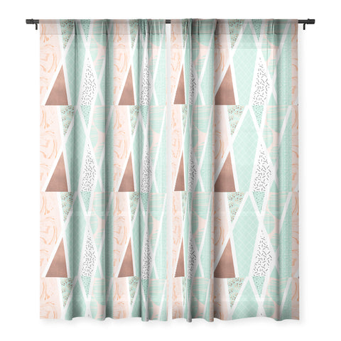 Marta Barragan Camarasa Geometric Mosaic abstract textures Sheer Window Curtain