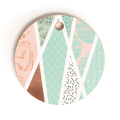 Marta Barragan Camarasa Geometric Mosaic abstract textures Cutting Board Round