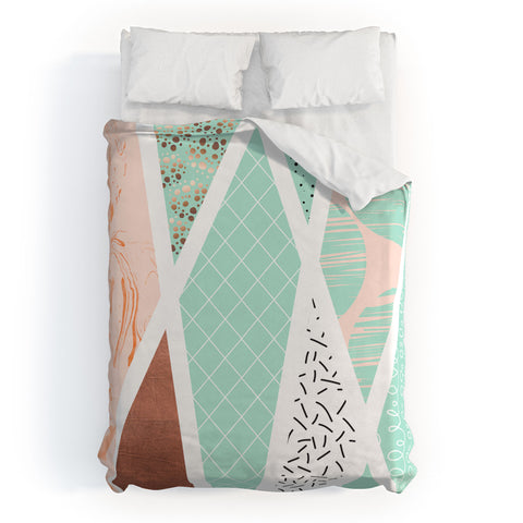 Marta Barragan Camarasa Geometric Mosaic abstract textures Duvet Cover