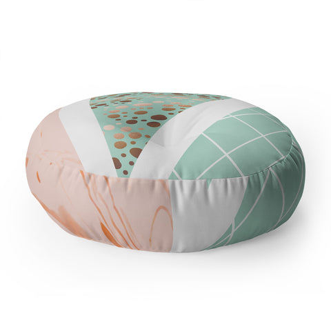 Marta Barragan Camarasa Geometric Mosaic abstract textures Floor Pillow Round