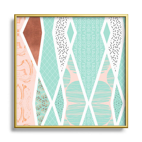Marta Barragan Camarasa Geometric Mosaic abstract textures Square Metal Framed Art Print
