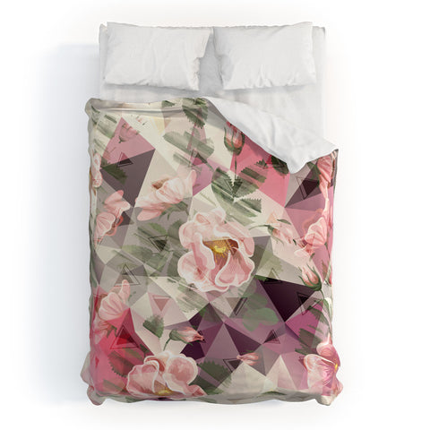 Marta Barragan Camarasa Geometric shapes and flowers Duvet Cover