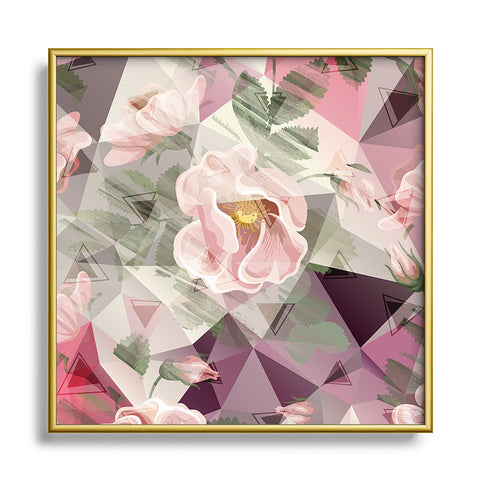 Marta Barragan Camarasa Geometric shapes and flowers Square Metal Framed Art Print