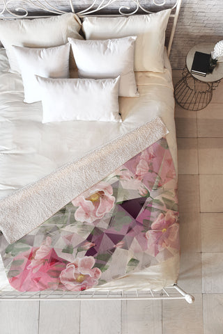 Marta Barragan Camarasa Geometric shapes and flowers Fleece Throw Blanket