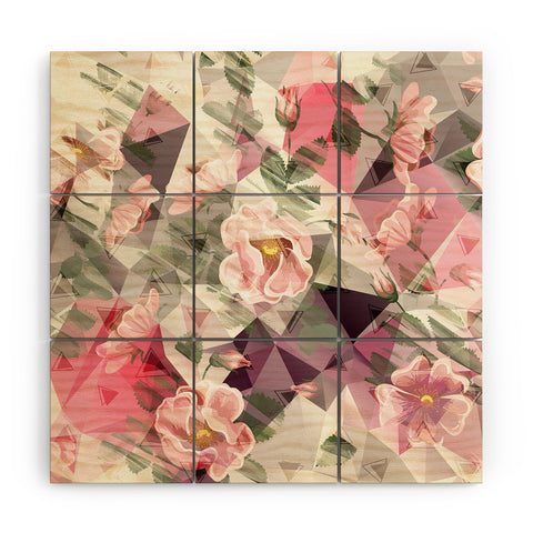 Marta Barragan Camarasa Geometric shapes and flowers Wood Wall Mural