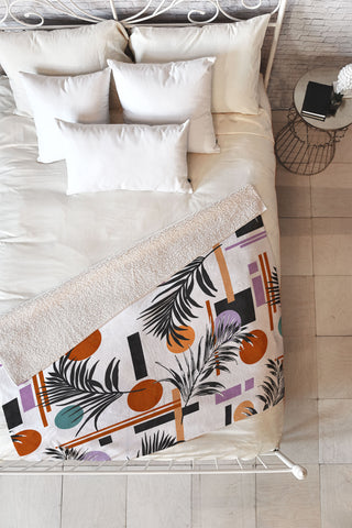 Marta Barragan Camarasa Geometric shapes and palm Fleece Throw Blanket