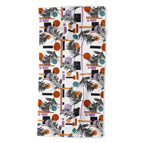 Marta Barragan Camarasa Geometric shapes and palm Beach Towel