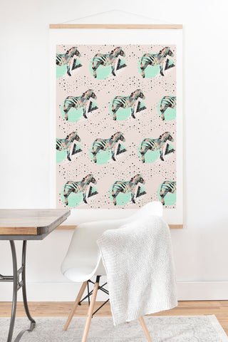Marta Barragan Camarasa Geometric zebra and plant pattern Art Print And Hanger