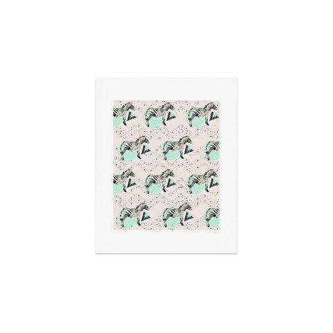 Marta Barragan Camarasa Geometric zebra and plant pattern Art Print