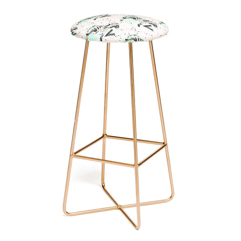 Marta Barragan Camarasa Geometric zebra and plant pattern Bar Stool