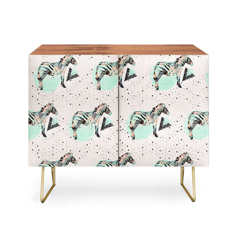 Marta Barragan Camarasa Geometric zebra and plant pattern Credenza