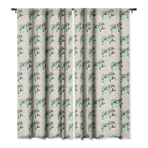 Marta Barragan Camarasa Geometric zebra and plant pattern Blackout Window Curtain