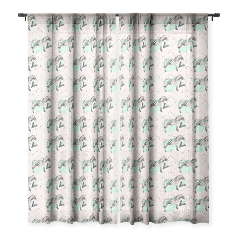 Marta Barragan Camarasa Geometric zebra and plant pattern Sheer Window Curtain