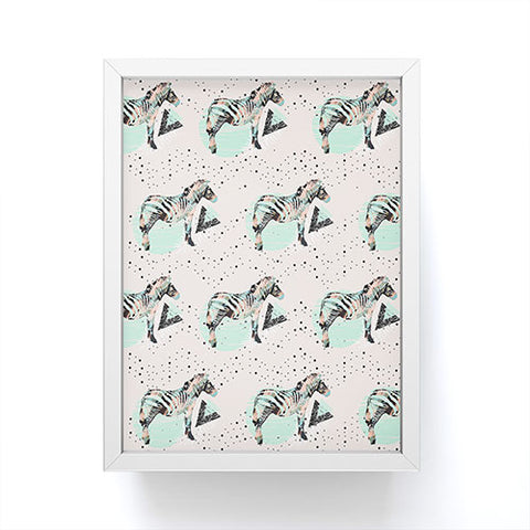 Marta Barragan Camarasa Geometric zebra and plant pattern Framed Mini Art Print