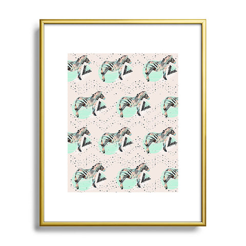 Marta Barragan Camarasa Geometric zebra and plant pattern Metal Framed Art Print