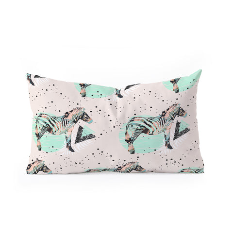 Marta Barragan Camarasa Geometric zebra and plant pattern Oblong Throw Pillow