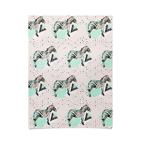 Marta Barragan Camarasa Geometric zebra and plant pattern Poster