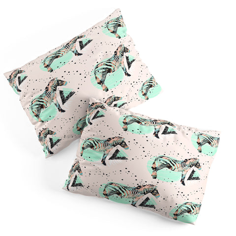 Marta Barragan Camarasa Geometric zebra and plant pattern Pillow Shams