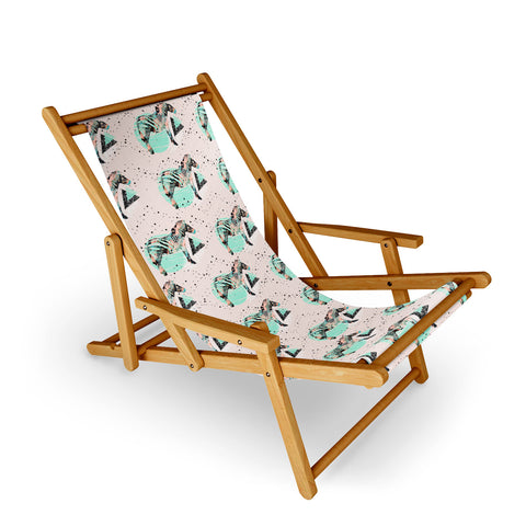 Marta Barragan Camarasa Geometric zebra and plant pattern Sling Chair