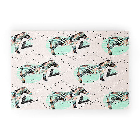 Marta Barragan Camarasa Geometric zebra and plant pattern Welcome Mat