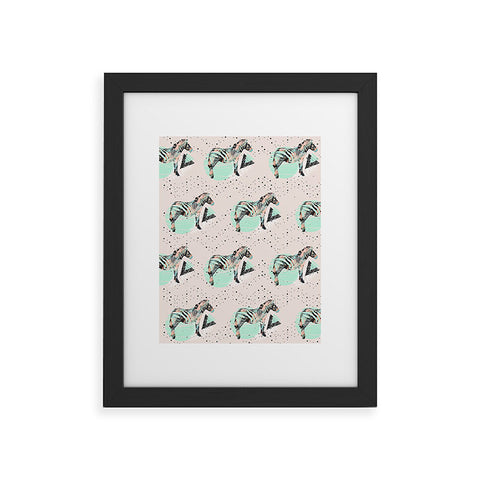 Marta Barragan Camarasa Geometric zebra and plant pattern Framed Art Print