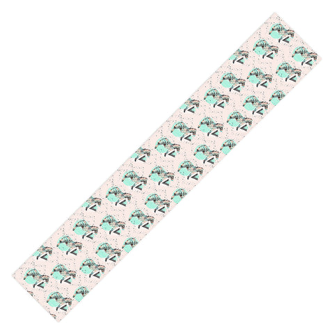 Marta Barragan Camarasa Geometric zebra and plant pattern Table Runner