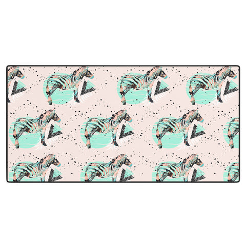 Marta Barragan Camarasa Geometric zebra and plant pattern Desk Mat