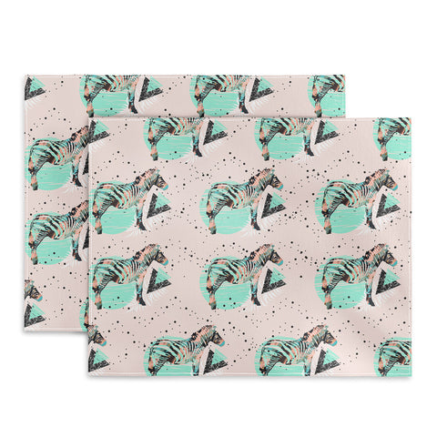 Marta Barragan Camarasa Geometric zebra and plant pattern Placemat