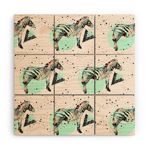 Marta Barragan Camarasa Geometric zebra and plant pattern Wood Wall Mural