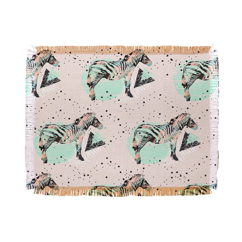 Marta Barragan Camarasa Geometric zebra and plant pattern Throw Blanket