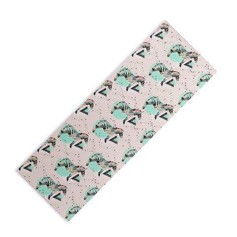 Marta Barragan Camarasa Geometric zebra and plant pattern Yoga Mat