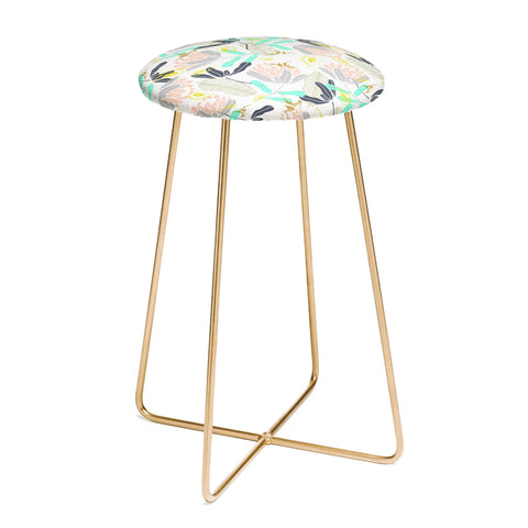 Marta Barragan Camarasa Gold Hummingbirds in Nature Counter Stool