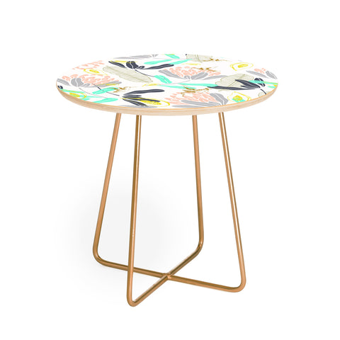 Marta Barragan Camarasa Gold Hummingbirds in Nature Round Side Table
