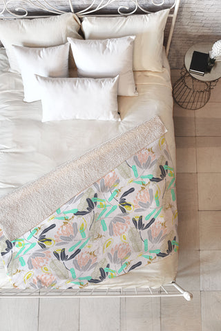 Marta Barragan Camarasa Gold Hummingbirds in Nature Fleece Throw Blanket