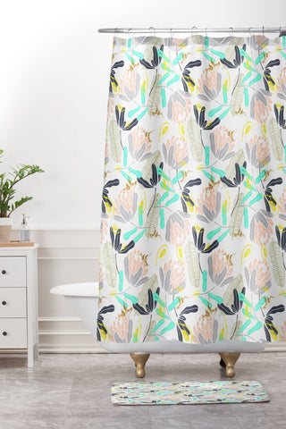Marta Barragan Camarasa Gold Hummingbirds in Nature Shower Curtain And Mat