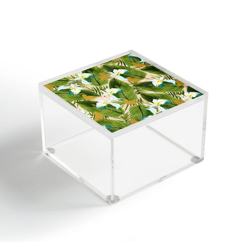 Marta Barragan Camarasa Golden birds in the rainforest Acrylic Box