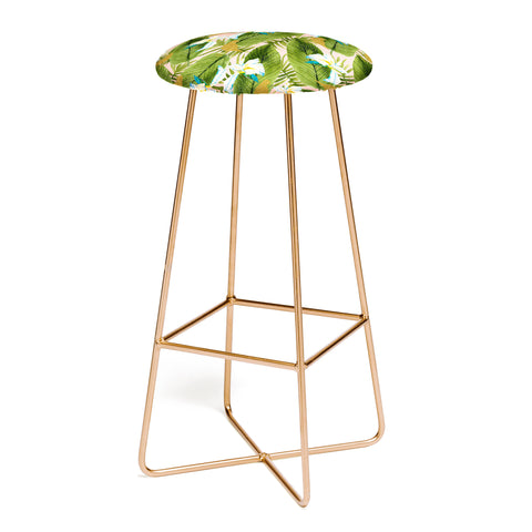 Marta Barragan Camarasa Golden birds in the rainforest Bar Stool