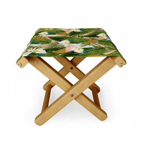 Marta Barragan Camarasa Golden birds in the rainforest Folding Stool