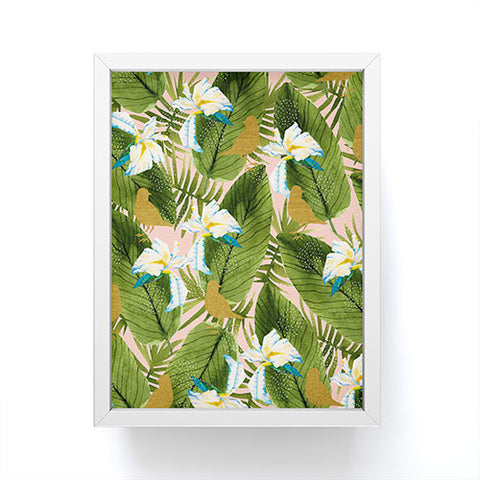 Marta Barragan Camarasa Golden birds in the rainforest Framed Mini Art Print