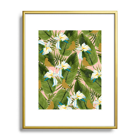 Marta Barragan Camarasa Golden birds in the rainforest Metal Framed Art Print