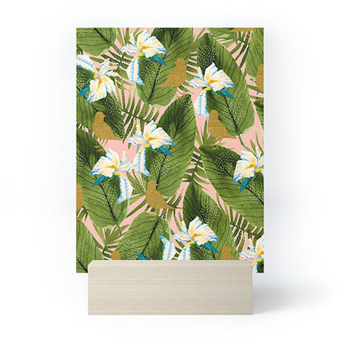 Marta Barragan Camarasa Golden birds in the rainforest Mini Art Print