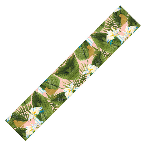 Marta Barragan Camarasa Golden birds in the rainforest Table Runner