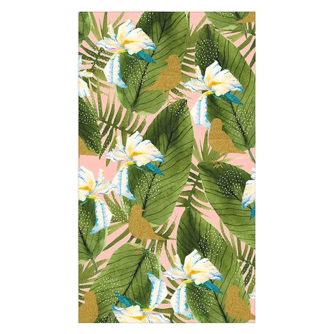 Marta Barragan Camarasa Golden birds in the rainforest Tablecloth