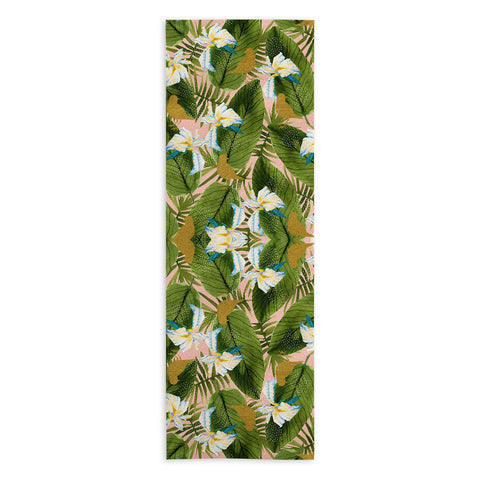 Marta Barragan Camarasa Golden birds in the rainforest Yoga Towel
